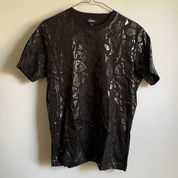Diesel Other - Diesel faux leather print black tshirt sz small